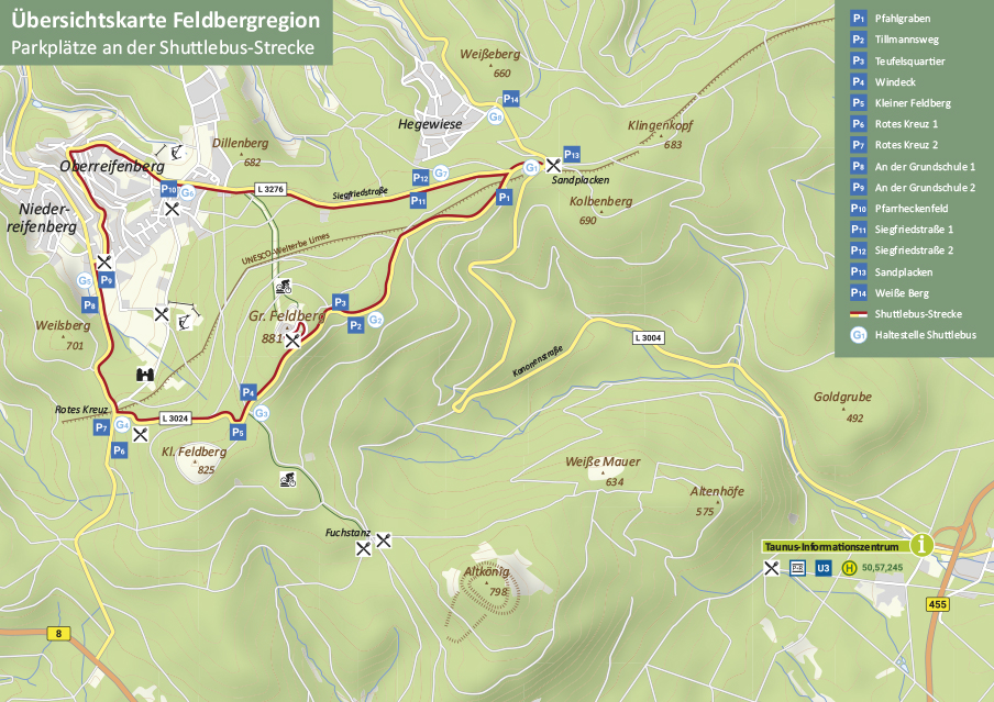 Touristische Parkplatzkarte Feldbergregion